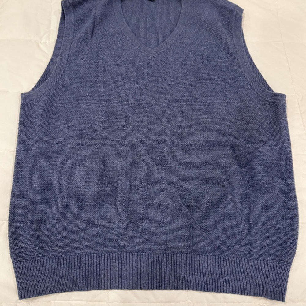 Men's Blue Sweater Vest XL V-neck 92% Cotton / 8% Cashmere Brooks Brothers EUC
